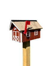 Load image into Gallery viewer, Wooden Barn Mailbox with a Durable Vinyl Shake Roof | Amish Made | Unique Mailbox | SB201