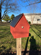 Load image into Gallery viewer, Unique Wooden Mailbox Made with Reclaimed Materials | Metal Roof | SMM001