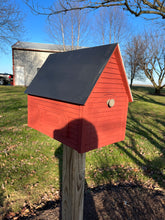 Load image into Gallery viewer, Unique Wooden Mailbox Made with Reclaimed Materials | Metal Roof | SMM001