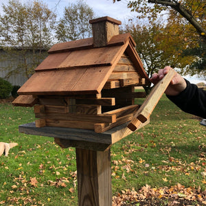 Cedar Log Cabin Birdhouse | Amish Made | Yard and Garden Decor | SH-BF1