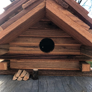Cedar Log Cabin Birdhouse | Amish Made | Yard and Garden Decor | SH-BF1