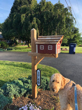 Load image into Gallery viewer, Wooden Amish Barn Mailbox | Cedar Roof | Unique Rustic Outdoor Decor | K1000