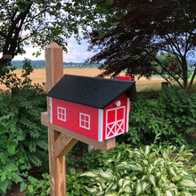 Load image into Gallery viewer, Durable Poly Lumber Barn Style Mailbox | Red Box with White Trim and Black Roof | E250