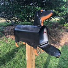 Load image into Gallery viewer, Black and Tan Dachshund Mailbox| Wiener Dog | Unique Dog Mailbox | pp001