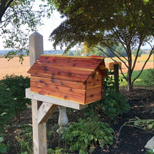 Load image into Gallery viewer, The Stone Bridge Cedar Mailbox | Simple and Beautiful Cedar Log Cabin Mailbox  | Cedar Chalet Mailbox | Metal Box Insert | SB005