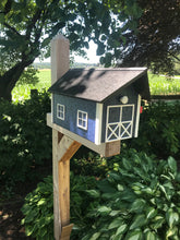 Load image into Gallery viewer, Navy Blue and White Barn Style Mailbox | Poly Lumber | Durable Quality Craftsmanship | E250