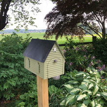 Load image into Gallery viewer, Unique Wooden Mailbox Made with Reclaimed Materials | Metal Roof | SMM001
