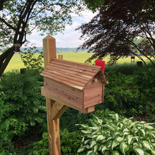 Load image into Gallery viewer, The Stone Bridge Cedar Mailbox | Simple and Beautiful Cedar Log Cabin Mailbox  | Cedar Chalet Mailbox | Metal Box Insert | SB005