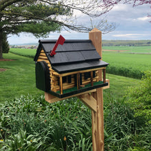 Load image into Gallery viewer, Wooden Mailbox  | Log Cabin with Porch | Amish Made | CL620