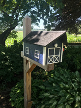 Load image into Gallery viewer, Navy Blue and White Barn Style Mailbox | Poly Lumber | Durable Quality Craftsmanship | E250