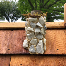 Load image into Gallery viewer, Log Cabin Mailbox with Cedar Shake Roof and Stone Chimney | Metal Mailbox Insert | CL1001