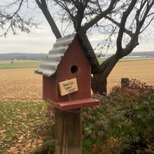 Load image into Gallery viewer, Wrent for Cheep Birdhouse | Adorable Hand Painted Birdhouse | Reclaimed Materials | SMWrent