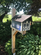 Load image into Gallery viewer, Navy Blue and White Barn Style Mailbox | Poly Lumber | Durable Quality Craftsmanship | E250