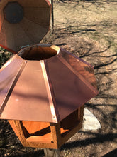 Load image into Gallery viewer, Cedar Stained Bird Feeder | Large Gazebo with Copper Roof | Post Mount | EW-BNCF