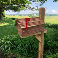 Load image into Gallery viewer, The Stone Bridge Cedar Mailbox | Simple and Beautiful Cedar Log Cabin Mailbox  | Cedar Chalet Mailbox | Metal Box Insert | SB005