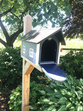 Load image into Gallery viewer, Navy Blue and White Barn Style Mailbox | Poly Lumber | Durable Quality Craftsmanship | E250