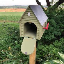 Load image into Gallery viewer, Unique Wooden Mailbox Made with Reclaimed Materials | Metal Roof | SMM001