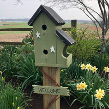 Load image into Gallery viewer, Birdhouse Welcome Sign | Garden Décor from Reclaimed Materials | SMBHP3