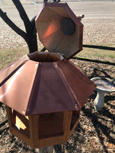 Load image into Gallery viewer, Cedar Stained Bird Feeder | Large Gazebo with Copper Roof | Post Mount | EW-BNCF