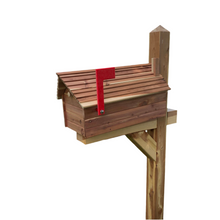 Load image into Gallery viewer, The Stone Bridge Cedar Mailbox | Simple and Beautiful Cedar Log Cabin Mailbox  | Cedar Chalet Mailbox | Metal Box Insert | SB005