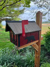Load image into Gallery viewer, Beautiful Wooden Mailbox with Bear Silhouette and a Durable Vinyl Shake Roof | Amish Made | Unique Mailbox | SB201Bear