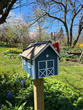 Load image into Gallery viewer, Wooden Barn Mailbox with a Durable Vinyl Shake Roof | Amish Made | Unique Mailbox | SB201