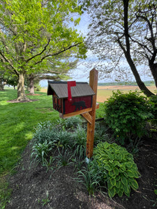Beautiful Wooden Mailbox with Bear Silhouette and a Durable Vinyl Shake Roof | Amish Made | Unique Mailbox | SB201Bear