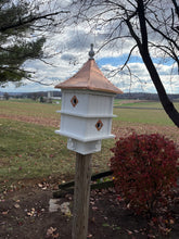 Load image into Gallery viewer, Copper Roofed Birdhouse with Four Apartments | Manor Style Home for Your Bird Friends | BHMN