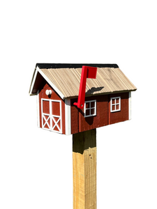 Wooden Barn Mailbox with a Durable Vinyl Shake Roof | Amish Made | Unique Mailbox | SB201