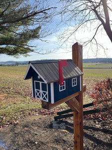 Wooden Barn Mailbox with a Durable Vinyl Shake Roof | Amish Made | Unique Mailbox | SB201