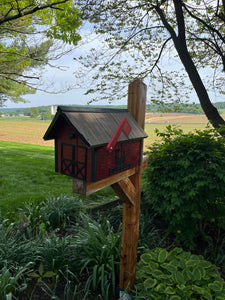 Beautiful Wooden Mailbox with Deer Silhouette and a Durable Vinyl Shake Roof | Amish Made | Unique Mailbox | SB201Deer