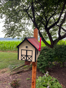 Wooden Barn Mailbox with a Durable Vinyl Shake Roof | Amish Made | Unique Mailbox | SB201