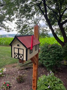 Wooden Barn Mailbox with a Durable Vinyl Shake Roof | Amish Made | Unique Mailbox | SB201