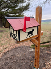 Load image into Gallery viewer, Mailbox for Dog Lover! | Handmade Wooden Mailbox | Deer, Bear, Dog Silhouette, Vinyl Shake Roof, Rustic Cabin Décor SB201Sil