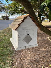 Load image into Gallery viewer, Rustic Wooden Cabin Birdhouse with Pinecone Accents