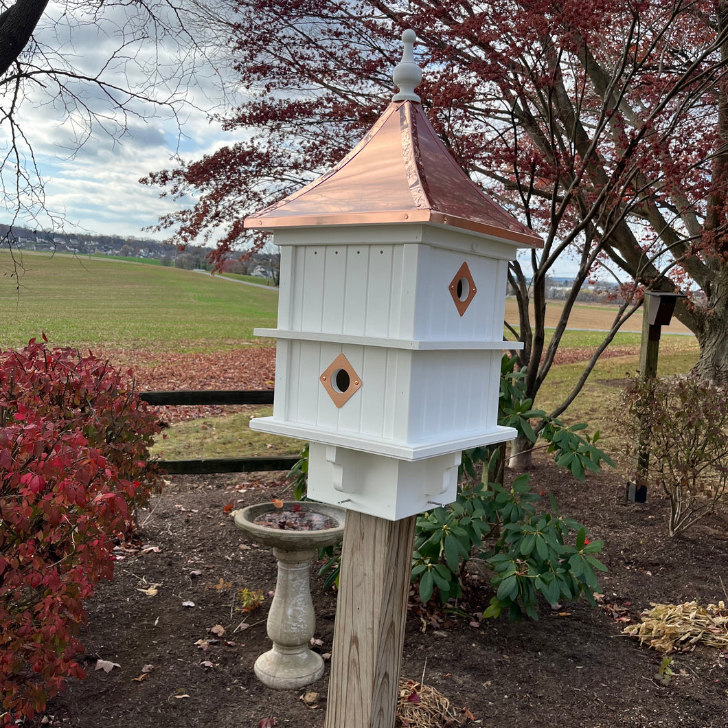 Copper Roofed Birdhouse with Four Apartments | Manor Style Home for Your Bird Friends | BHMN