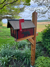 Load image into Gallery viewer, Beautiful Wooden Mailbox with Bear Silhouette and a Durable Vinyl Shake Roof | Amish Made | Unique Mailbox | SB201Bear