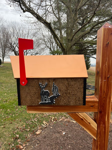 Wooden Deer Mailbox with Copper Roof | Unique Rustic Outdoor Decor | K202C