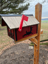 Load image into Gallery viewer, Mailbox for Dog Lover! | Handmade Wooden Mailbox | Deer, Bear, Dog Silhouette, Vinyl Shake Roof, Rustic Cabin Décor SB201Sil