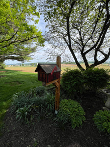 Beautiful Wooden Mailbox with Deer Silhouette and a Durable Vinyl Shake Roof | Amish Made | Unique Mailbox | SB201Deer