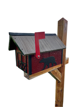 Load image into Gallery viewer, Woodland Silhouettes by Stone Bridge | Handmade Wooden Mailbox, Bear or Deer Silhouette, Vinyl Shake Roof, Rustic Cabin Décor SB201S