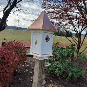 Beautiful Castle Birdhouse with 1 Hole and Copper Roof | BHCS