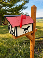 Load image into Gallery viewer, Mailbox for Dog Lover! | Handmade Wooden Mailbox | Deer, Bear, Dog Silhouette, Vinyl Shake Roof, Rustic Cabin Décor SB201Sil