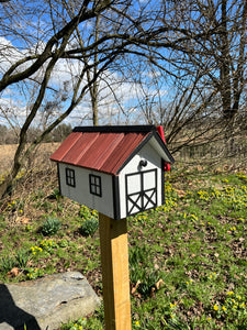 Wooden Barn Mailbox with a Durable Vinyl Shake Roof | Amish Made | Unique Mailbox | SB201