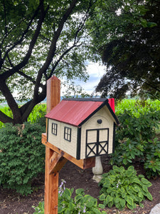 Wooden Barn Mailbox with a Durable Vinyl Shake Roof | Amish Made | Unique Mailbox | SB201