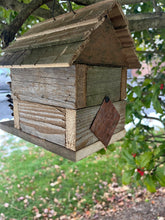 Load image into Gallery viewer, Rustic Wooden Cabin Birdhouse with Pinecone Accents