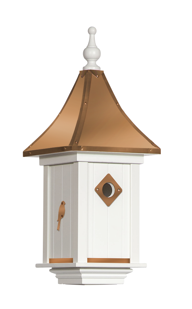 Beautiful Castle Birdhouse with 1 Hole and Copper Roof | BHCS