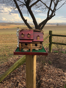 Rustic Wooden Log Cabin Birdhouse | Amish Made | CL644