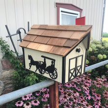 Load image into Gallery viewer, Amish Mailbox with Horse and Buggy with Cedar Roof | Amish Made | K0004