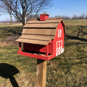 Traditional Red Barn Bird Feeder | Yard and Garden Decor | Amish Made | SM1000